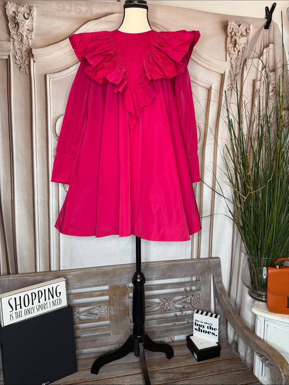 Ruffled Hot Pink Swing Blouse